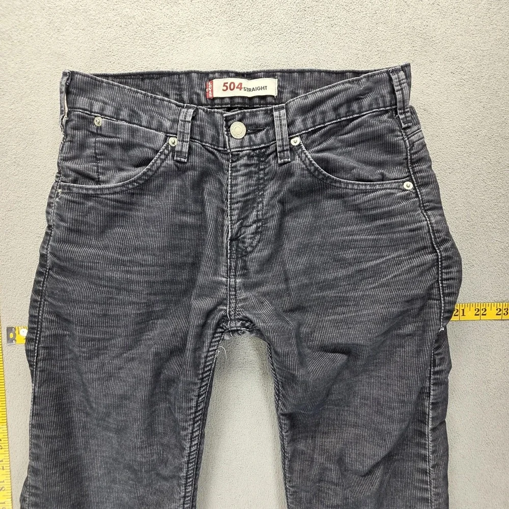Vintage Levis 504 Jeans Mens 28x32 Gray Corduroy Straight Engineered Zip Fly